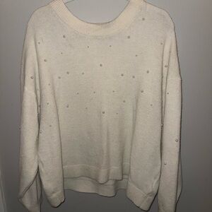 Elegant Cream Sweater with Pearl Accents